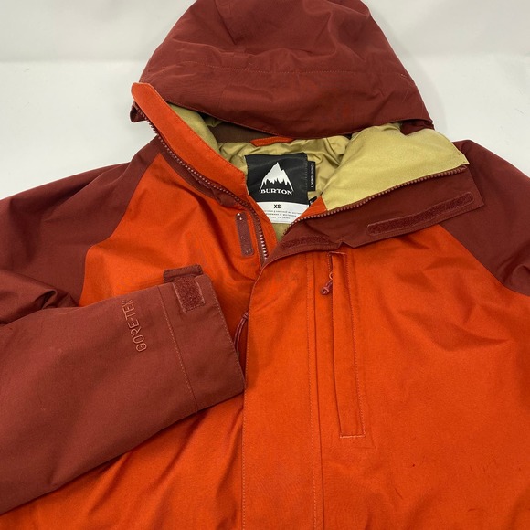 Burton‎ XS Burnt Orange Red Full Zip Goretex Snap Button Jacket